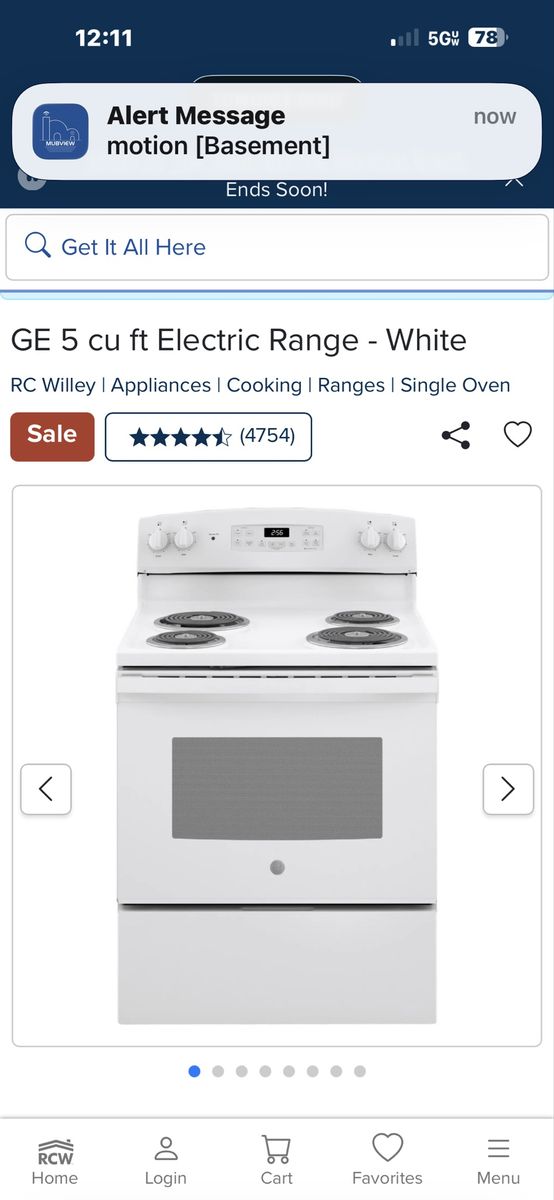 GE 5 cu ft Electric Range Stove - White