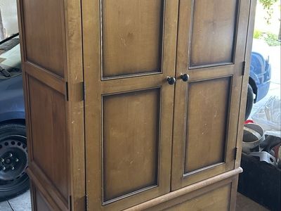 Pottery Barn Solid Wood Armoire – Honey Finish (Wardrobe/TV Cabinet)