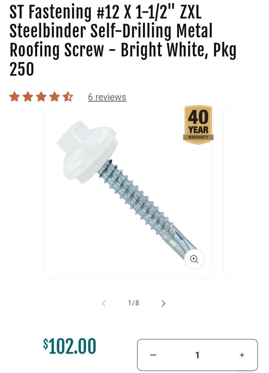 New White Self Tapping Metal Roofing Screws with Gaskets
