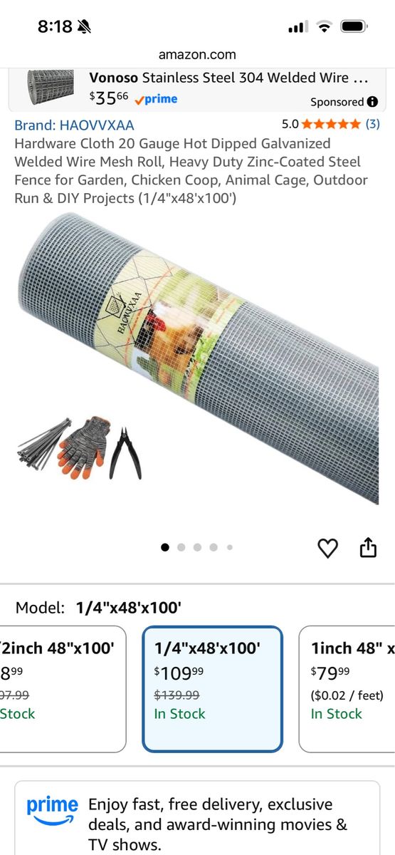 Hardware Cloth 20 Gauge Hot Dipped Galvanized Welded Wire Mesh Roll, Heavy Duty Zinc-Coated Steel Fence for Garden, Chicken Coop