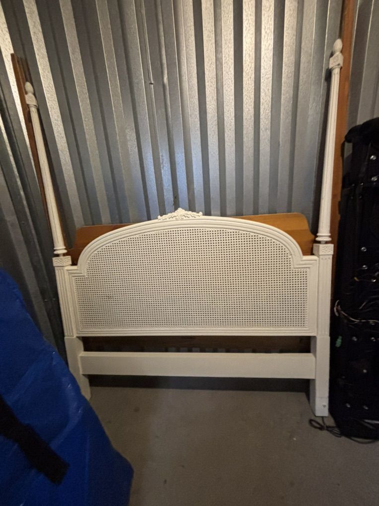 Queen Antique White Woven Headboard