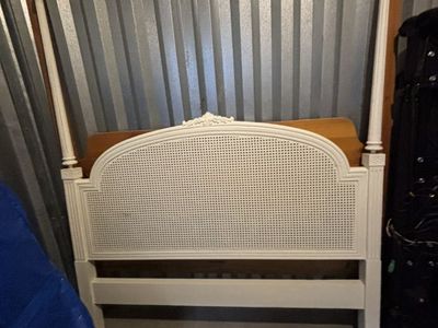 Queen Antique White Woven Headboard