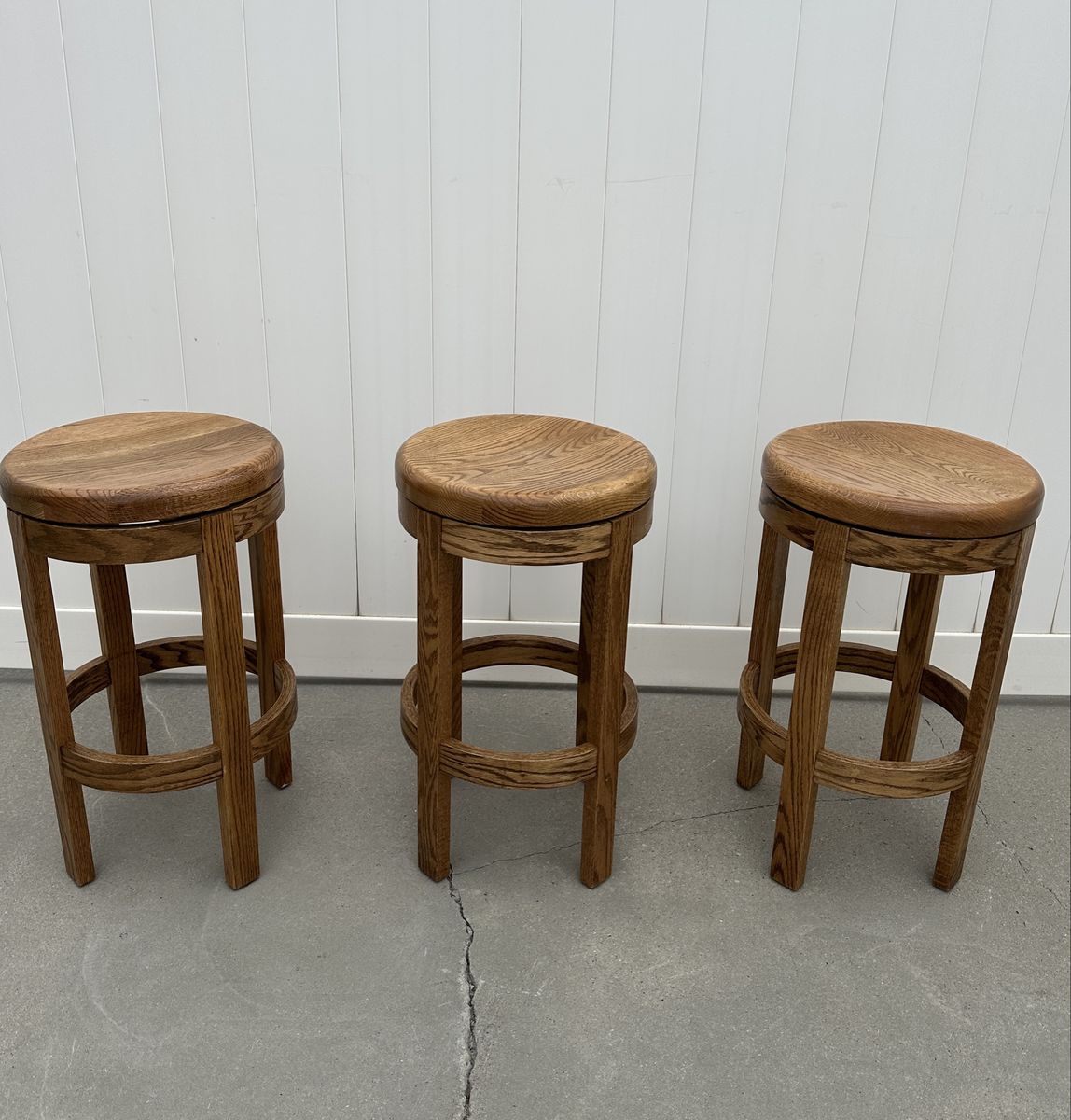 Nice Solid Oak Swivel Bar Stools