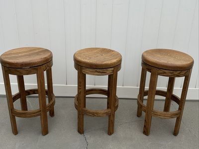 Nice Solid Oak Swivel Bar Stools