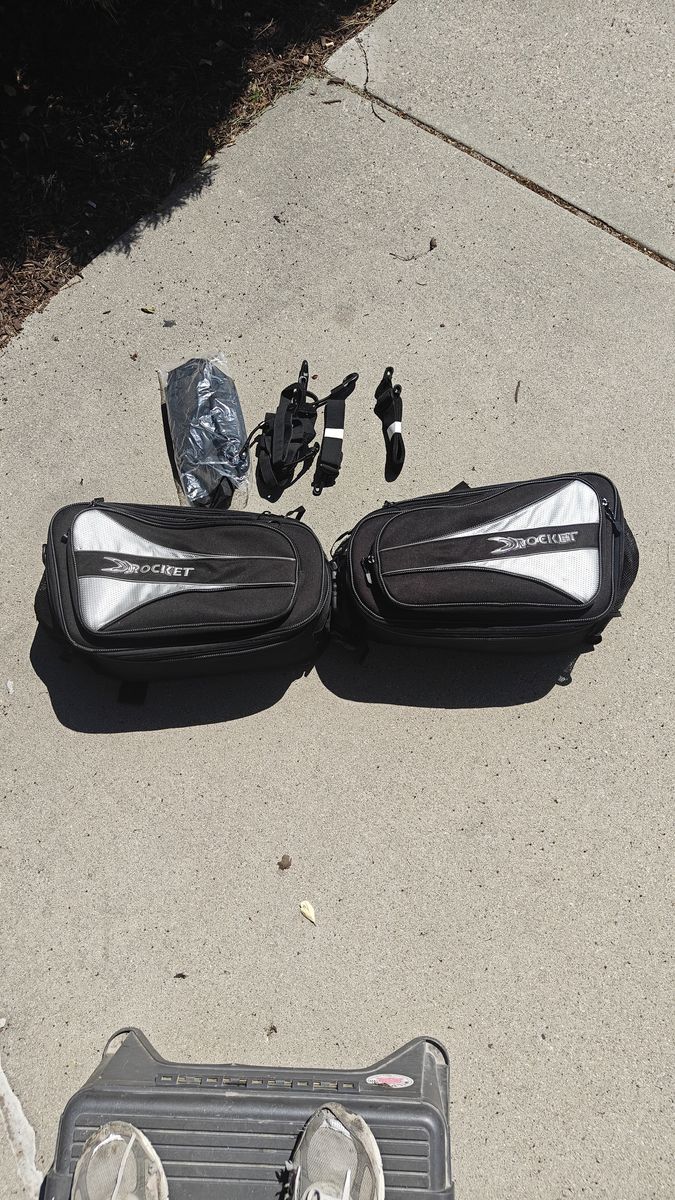Motor cycle side bags with accessories