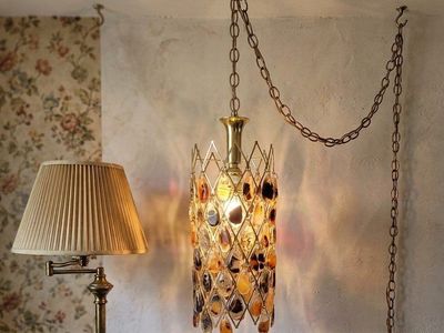 MCM Hanging Agate Swag Lamp