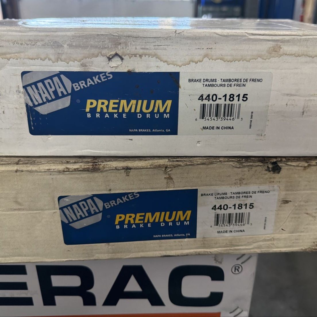 Rear brake brake shoes and drums.