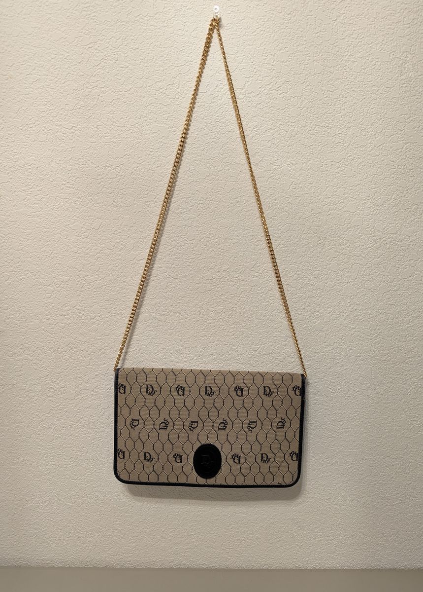 vintage christian dior honeycomb chain handbag   1980