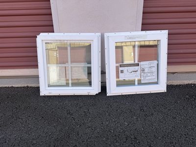 2 - 16" X16" White Vinyl Picture Windows
