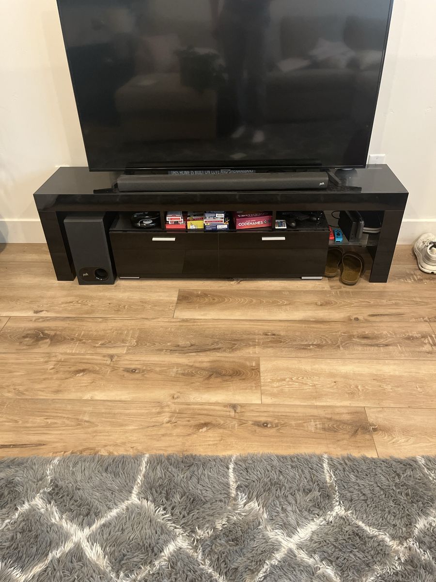 Black TV Stand with Storage Drawers