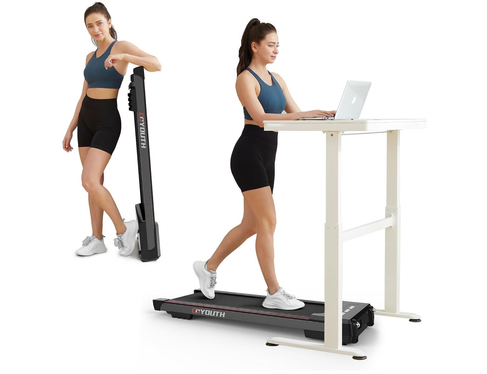 2 in 1 Under Desk Electric Treadmill Wireless Speaker, Remote Control and LED Display