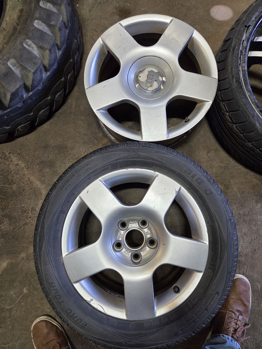 (2) audi 16" wheels one has a tire