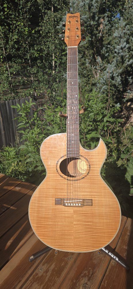 Washburn Acoustic Guitar Natural Wood Finish Musical Instrument