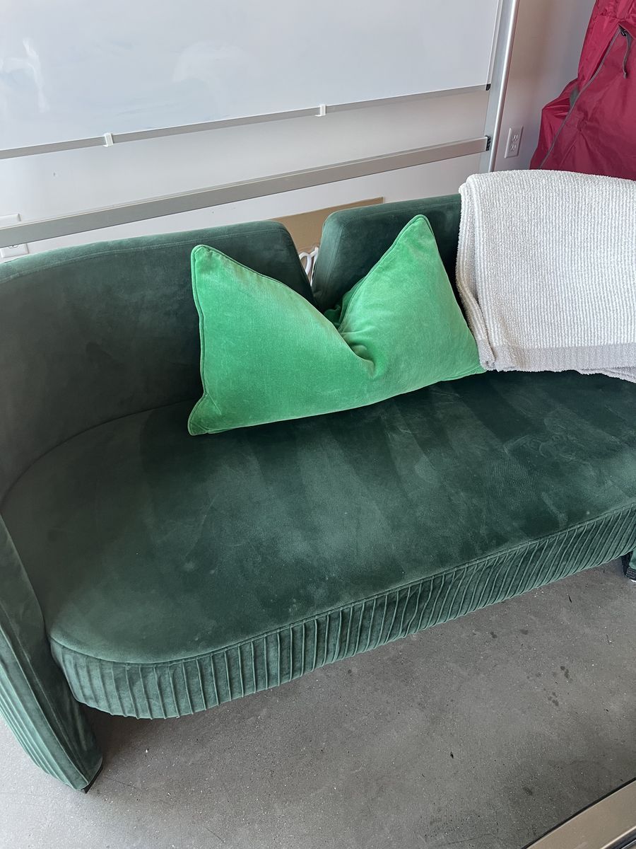 Fifth and Crane Pleated Velveteen Sofa, Green