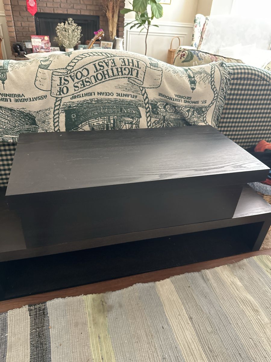 Black Wooden Storage Box / Coffee Table Accent