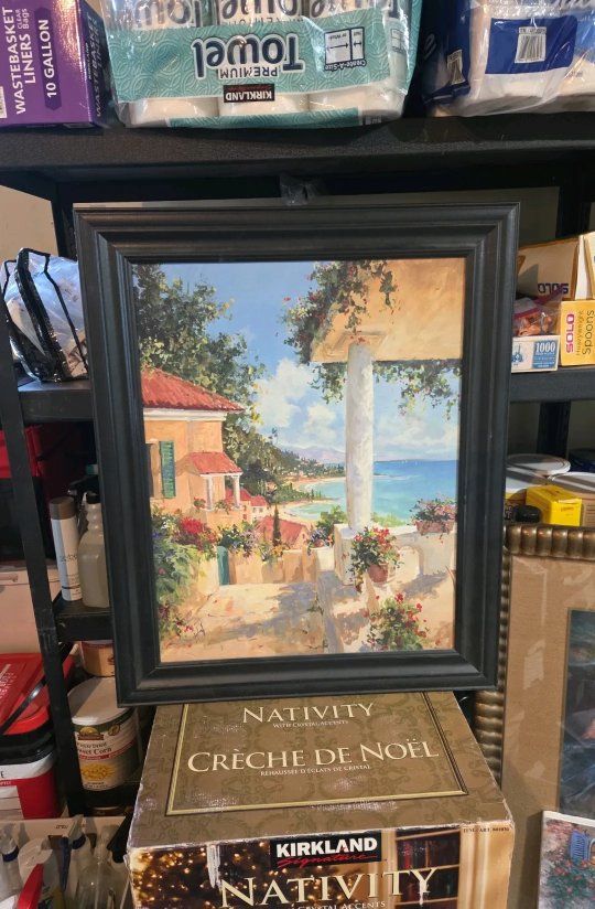 Framed Mediterranean Seascape Artwork - Coastal Home and Ocean View Wall Art