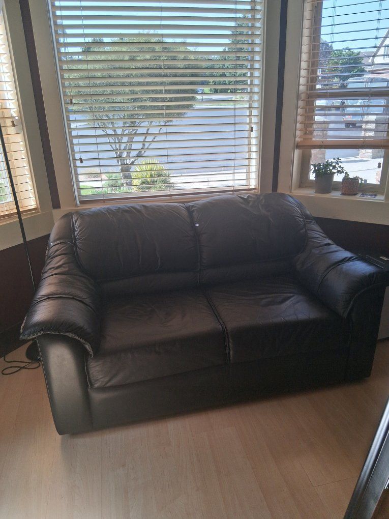 Black Leather Loveseat Sofa
