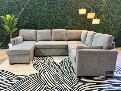 SLEEPER SECTIONAL WITH REVERSIBLE CHAISE (LEFT OR RIGHT) + STORAGE + CHARGING PORT