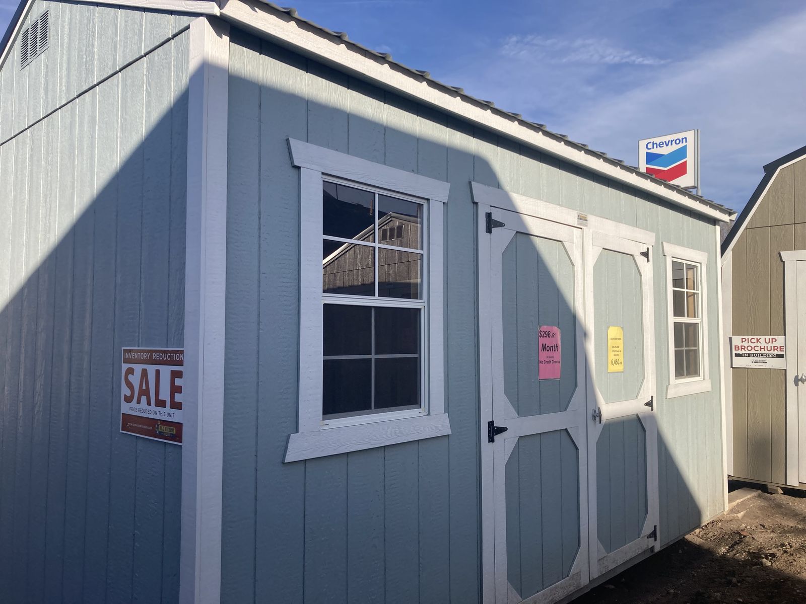 SAVE 20% 10x16 Side Utility Shed in Breezy Blue!