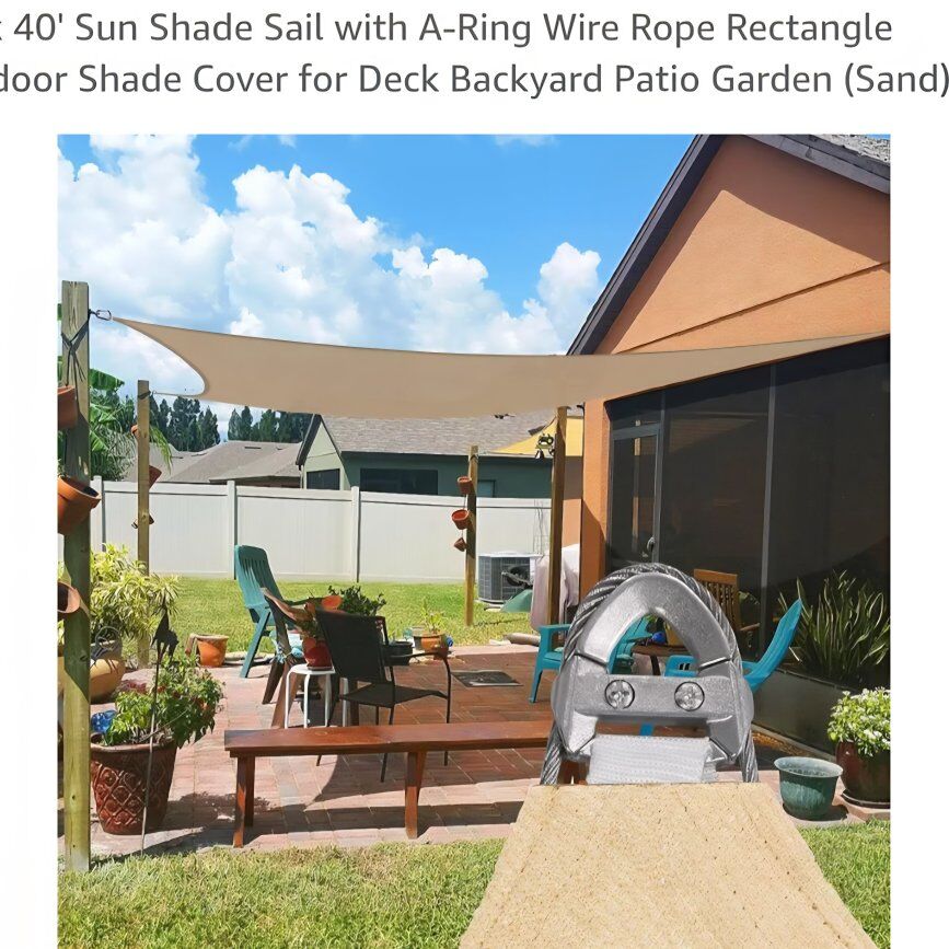 20 x 40 shade sail tan cable reinforced