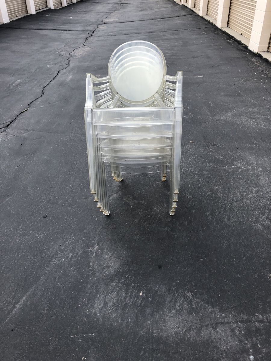 Clear, acrylic chairs