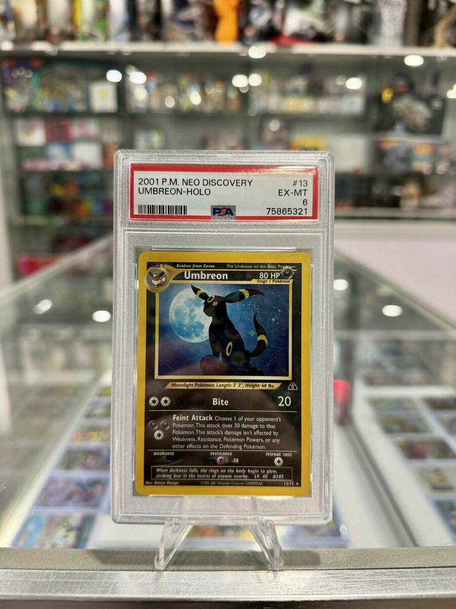 Pokémon Umbreon Neo Discovery 13/75 Holo Rare Unlimited PSA 6 2001 (swirl on the tail)