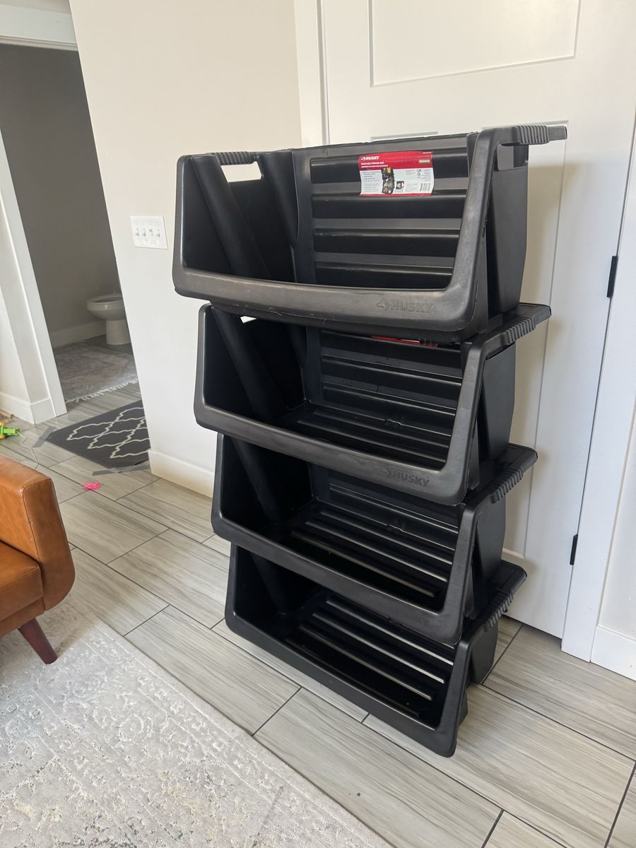55 Gallon Multipurpose Stackable Space Saving Heavy Duty Storage Bins (set of 4)