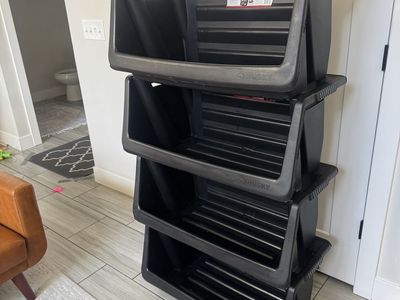 55 Gallon Multipurpose Stackable Space Saving Heavy Duty Storage Bins (set of 4)