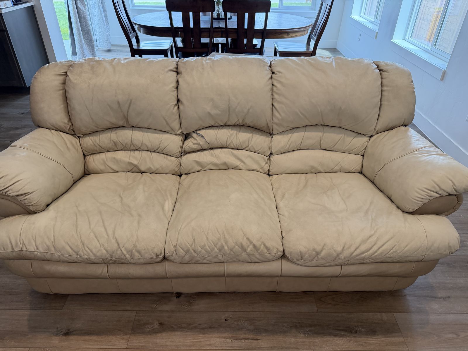 Beige Leather Sofa