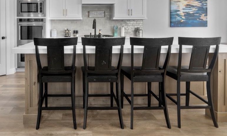 Set of 4 Black Wooden Counter Height Bar Stools