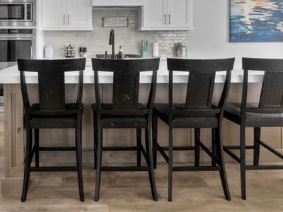 Set of 4 Black Wooden Counter Height Bar Stools