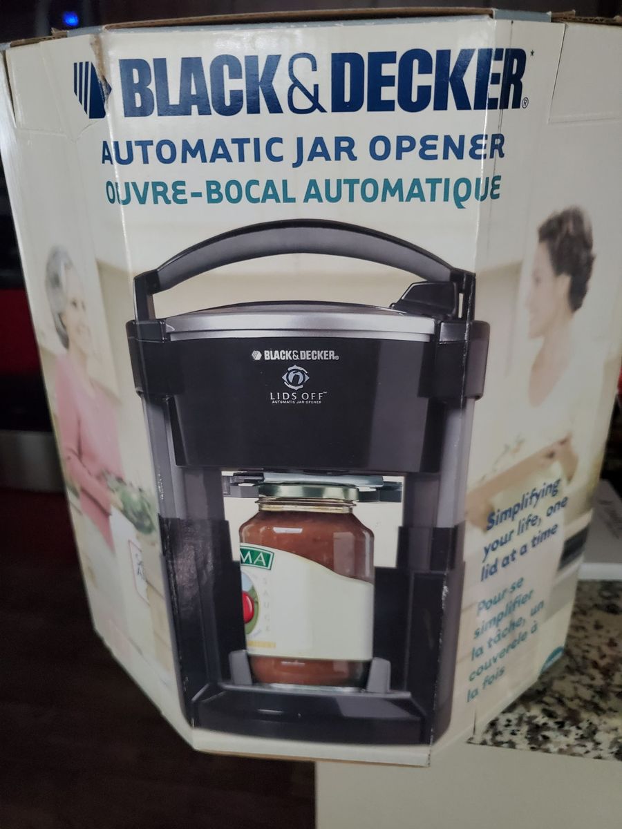 Black+Decker JW200 Lids Off Automatic Jar Opener, White - Compact & Hands-Free