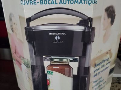 Black+Decker JW200 Lids Off Automatic Jar Opener, White - Compact & Hands-Free