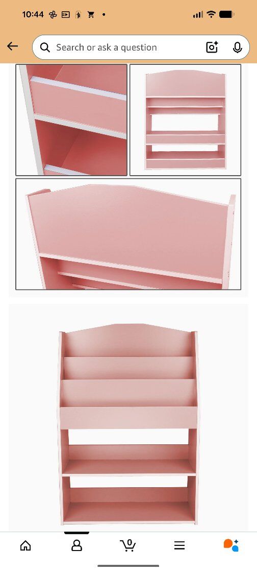 Children’s Pink Wooden Bookcase Toy Storage Shelf