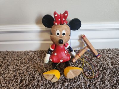 Minnie Mouse Wooden Marionette String Puppet Toy