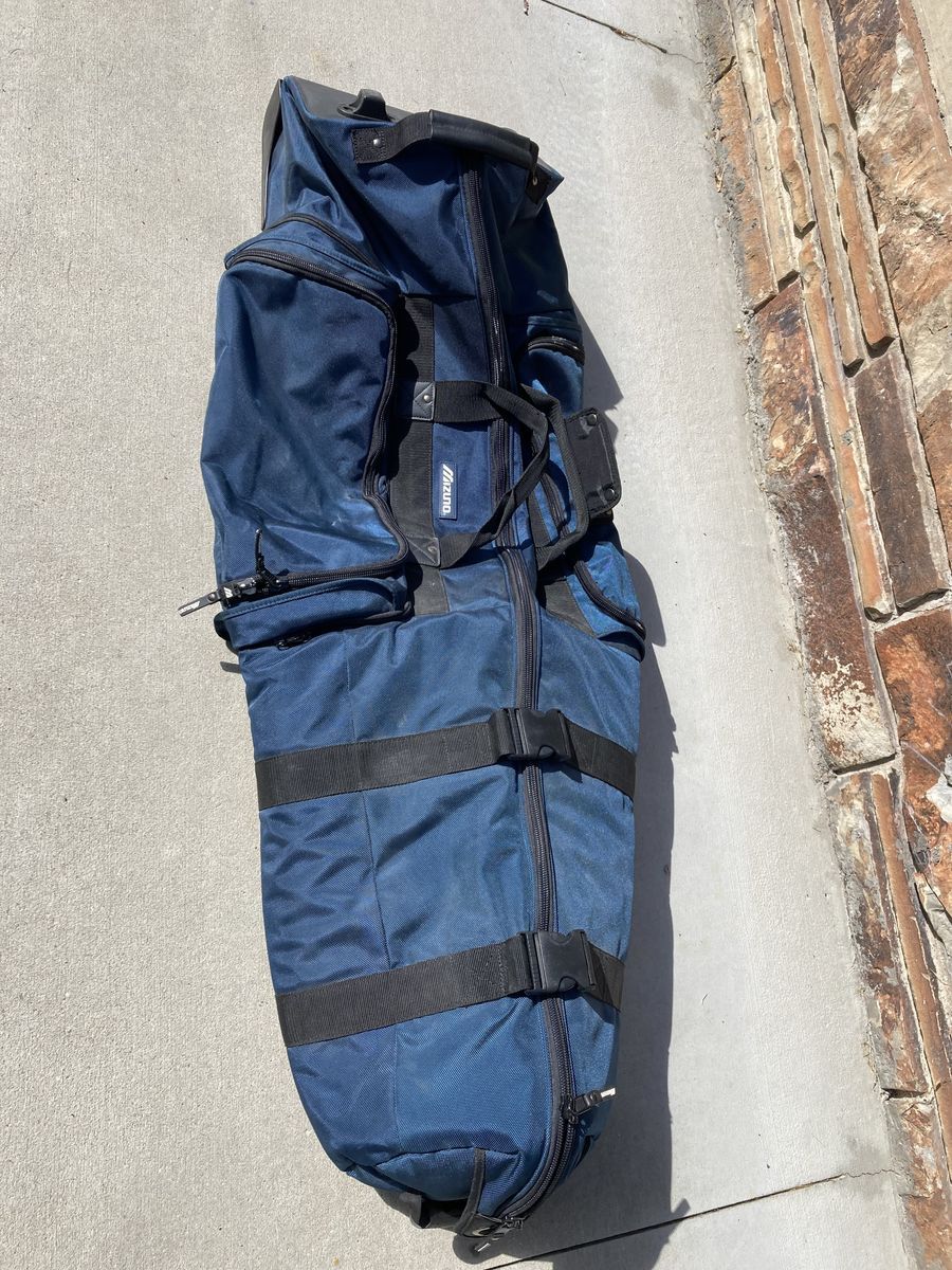 Mizuno Blue Golf Club Travel Bag with Wheels - Padded for Protection