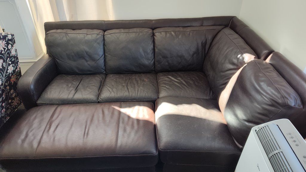 Full leather couch sectional set