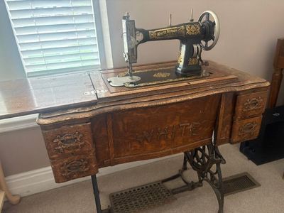 Antique White Sewing Machine