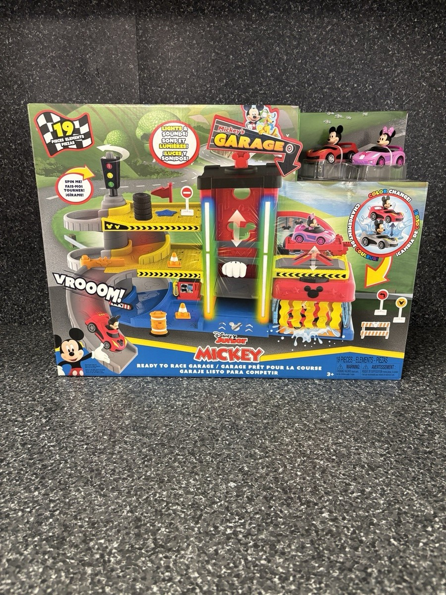 Disney Junior Mickey Mouse Ready to Race Garage Toy Lights Sounds 19 Piece New