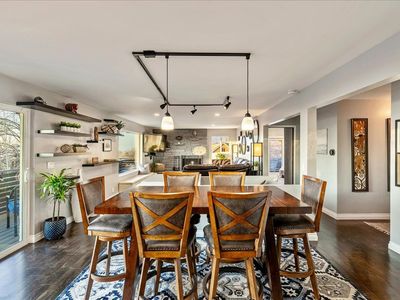 Bar height table and 6 stools