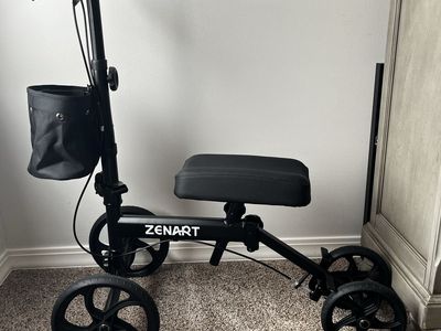 Zenart Foldable Knee Scooter Mobility Walker with Front Storage Basket - Black