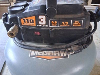 Air Compressor. McGraw 3 gal 110 psi