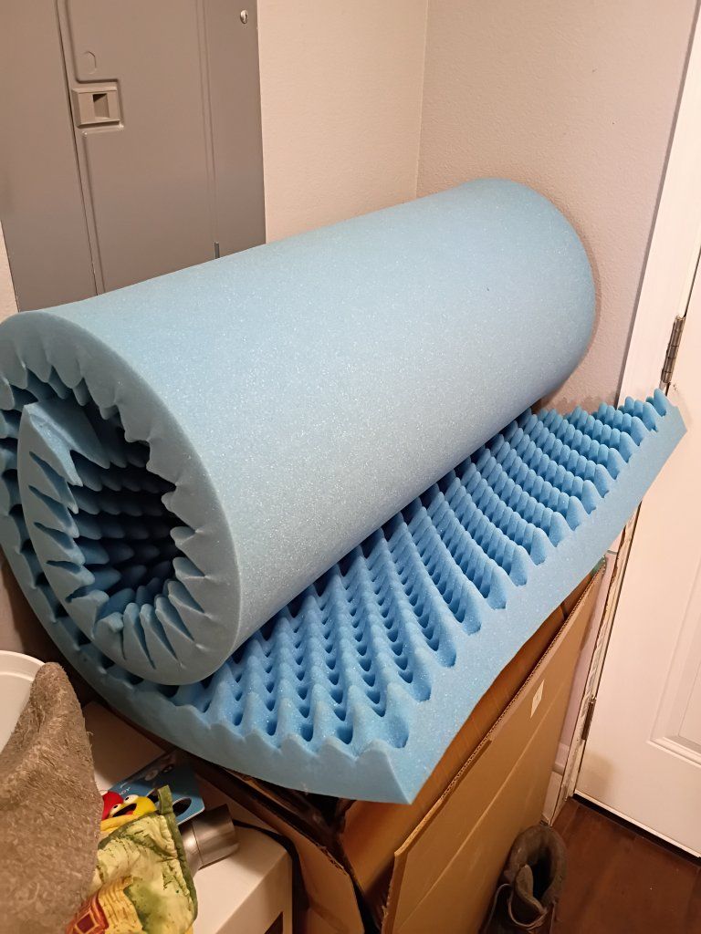 Blue Egg Crate Foam Mattress Topper - Twin Size for Bed Comfort and Support