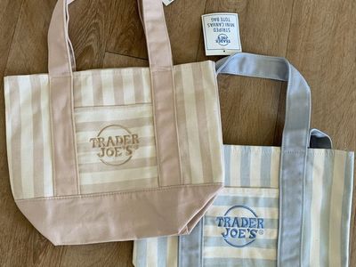 Trader Joe’s Striped Tote Bags (blue and beige)