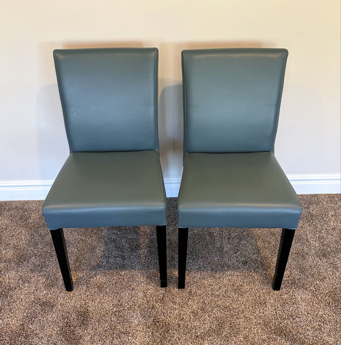 Set of 6 Teal Blue Crate & Barrel Modern Dining Chairs