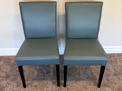 Set of 6 Teal Blue Crate & Barrel Modern Dining Chairs