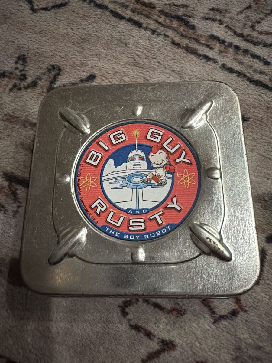 Big Guy and Rusty The Boy Robot Metal Tin Storage Box - Vintage Collectible