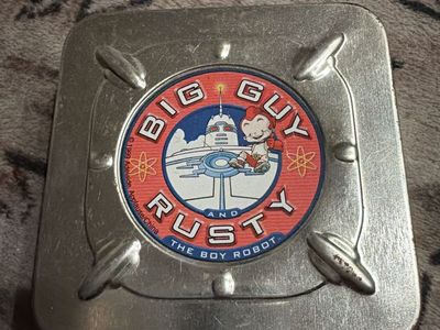 Big Guy and Rusty The Boy Robot Metal Tin Storage Box - Vintage Collectible