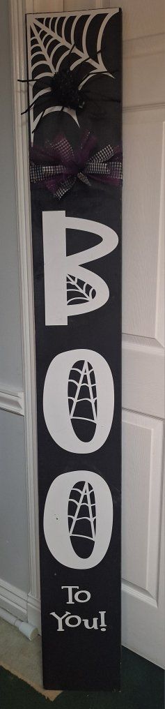 6ft Halloween 'BOO To You!' Wooden Porch Sign with Spider Decor