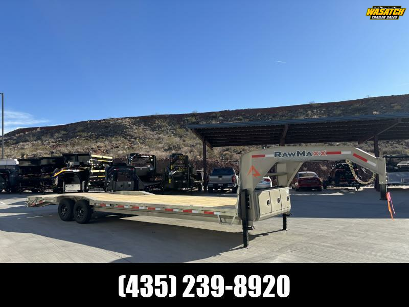 RawMaxx 8.5X30 14K LDX GN SINGLE WHEEL EQUIPMENT HAULER Flatbed Trailer
